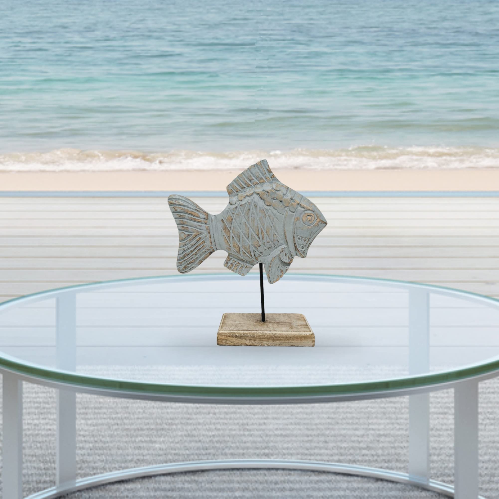 Amazon.com: Farmhouse World Wooden Fish Sculpture Home Decor